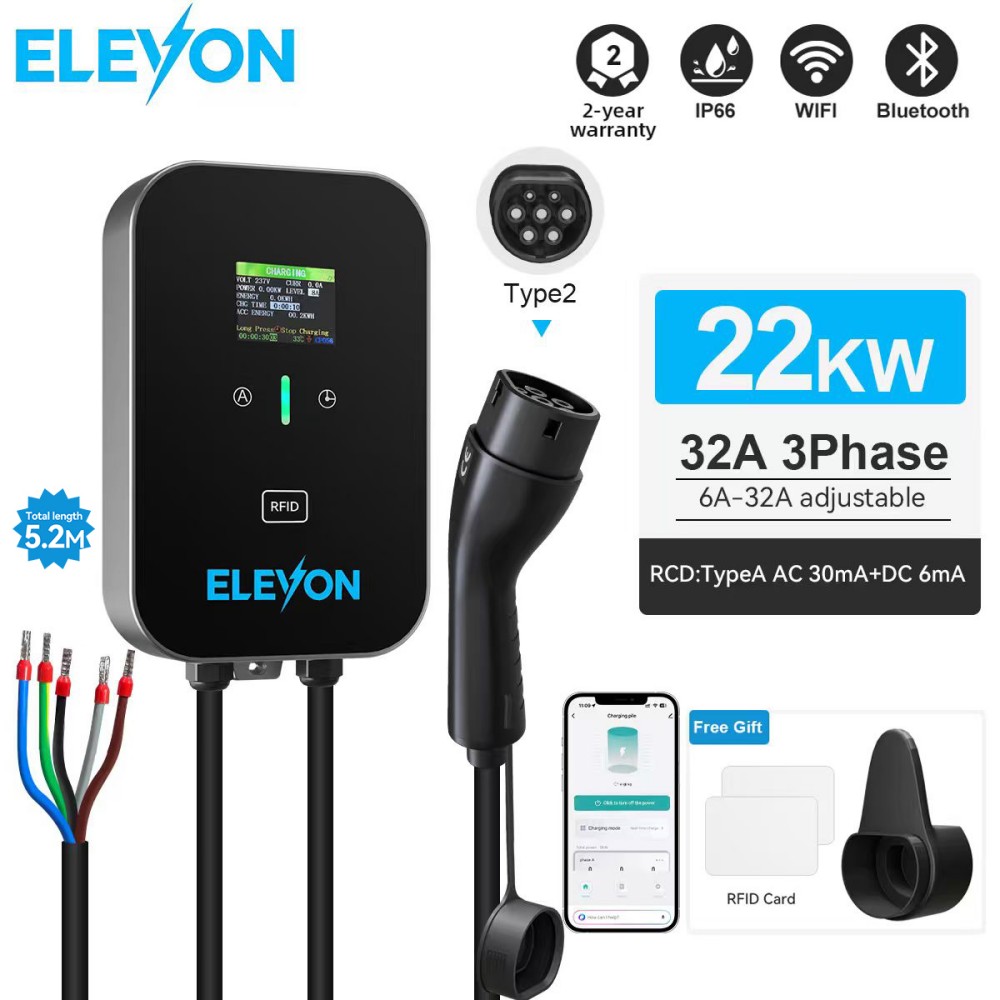 Ev Charger Type 2 22Kw 32A 3 Phase - Estação de Carregamento ELEVON EV 22KW