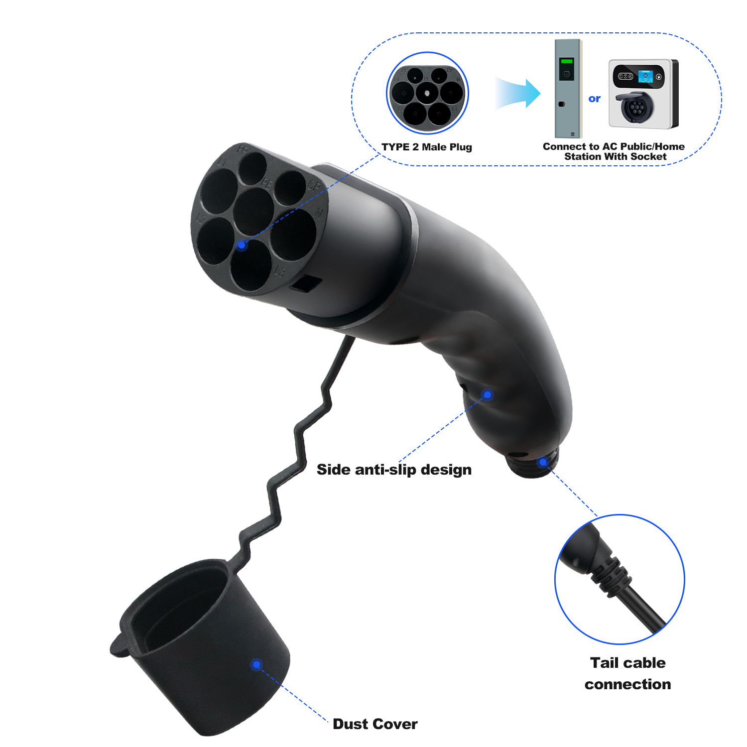 Conector de Carregamento Kolan - Ev Charger Type 2 22Kw 32A 3 Phase avaliação e preço