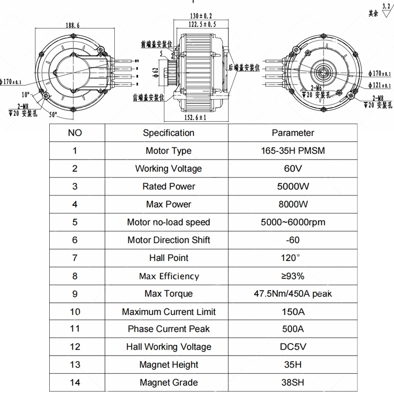 Kit de Motor PMSM QSMOTOR 165  - Mid Drive Motor Kit 72V 5000W avaliação e preço