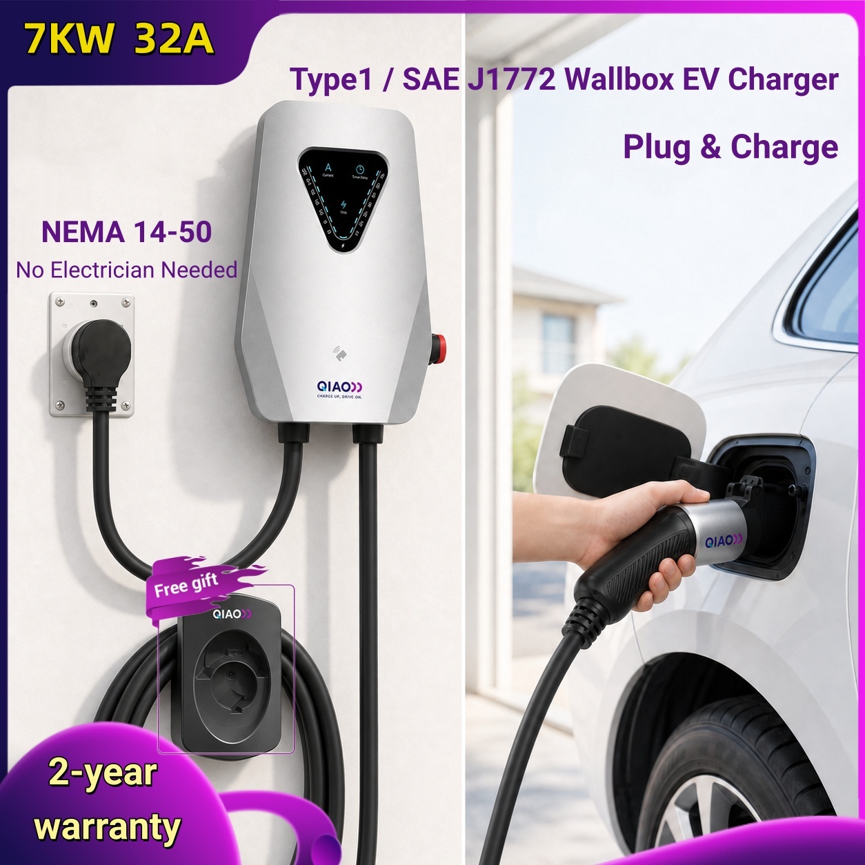 Carregador de Parede EV 7KW 32 - J1772 Evse 32A Level 2 Charger avaliação e preço